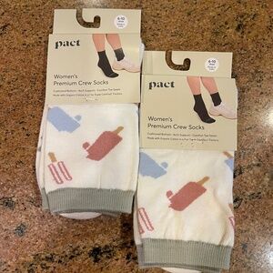 NEW! Pact Popsicle Party  Premium Crew Socks Two Pair NWT! Retail: $27